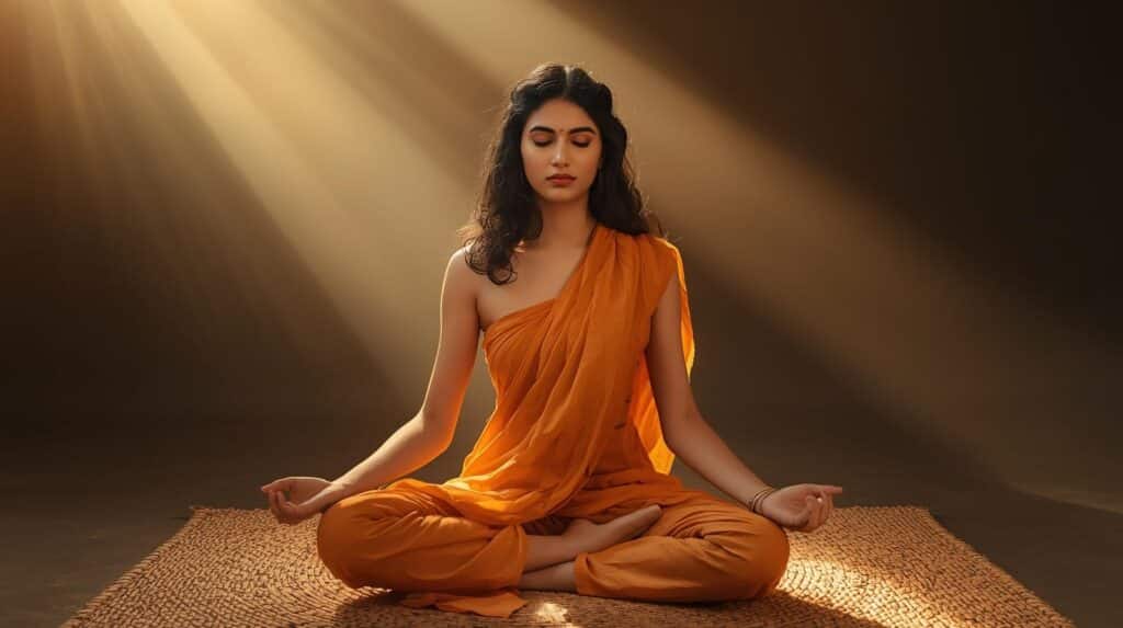 Femme en méditation, symbolisant l’écoute de son intuition selon le Human Design